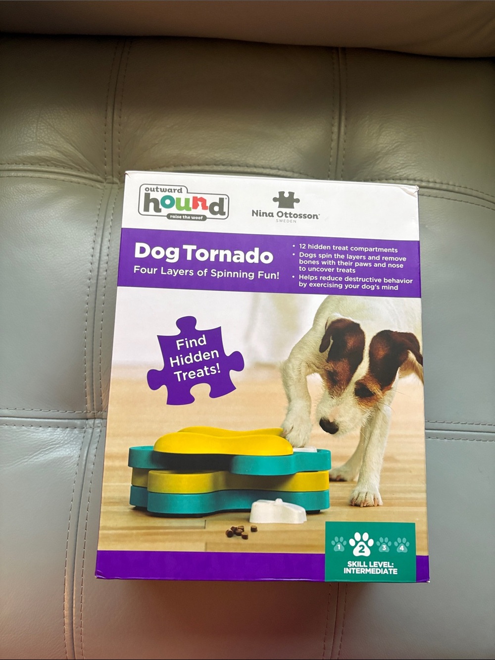 Outward Hound Yellow and Teal Dog Tornado Interactive Treat Toy